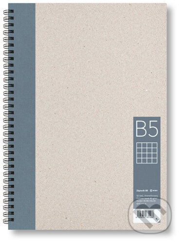 Kroužkový zápisník B5, čtverec, šedý, 50 listů, BOBO BLOK, 2024