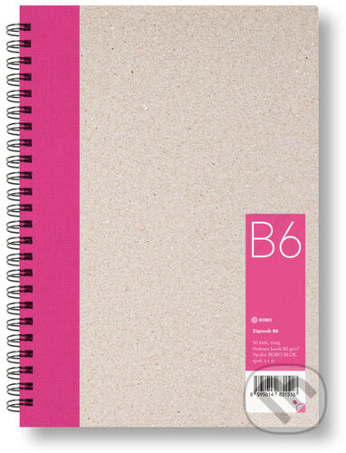 Kroužkový zápisník B6, čistý, růžový, 50 listů - BOBO BLOK