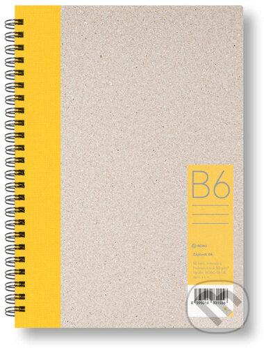 Kroužkový zápisník B6, linka, žlutý, 50 listů - BOBO BLOK