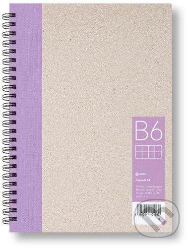 Kroužkový zápisník B6, čtverec, fialový, 50 listů, BOBO BLOK, 2024