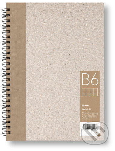Kroužkový zápisník B6, čtverec, hnědý, 50 listů - BOBO BLOK