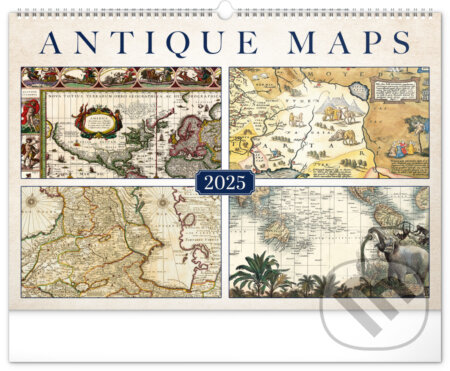 Nástenný kalendár Staré mapy 2025, 48 × 33 cm, Notique, 2024