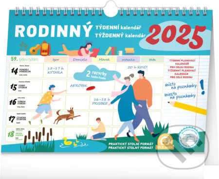 Týdenní rodinný plánovací kalendář s háčkem 2025, Notique, 2024