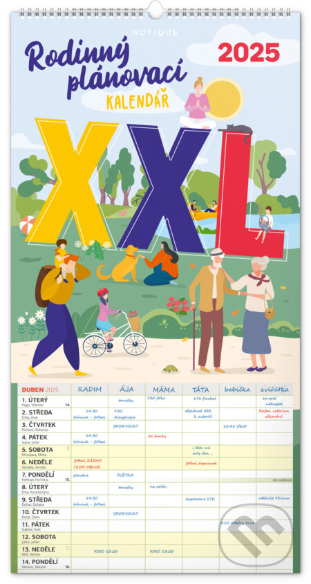 NOTIQUE Nástěnný Rodinný plánovací kalendář XXL 2025, Notique, 2024