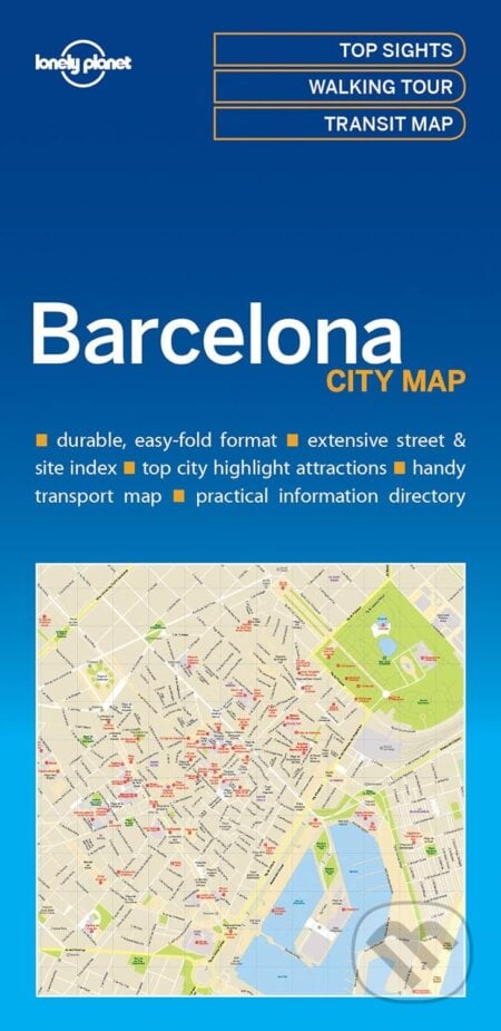 Barcelona City Map, Lonely Planet, 2016