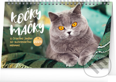 NOTIQUE Stolový kalendár Kočky – Mačky CZ/SK 2025, 23,1 x 14,5 cm, Notique, 2024
