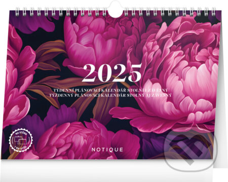 NOTIQUE Týždenný plánovací kalendár Pivonky 2025, Notique, 2024
