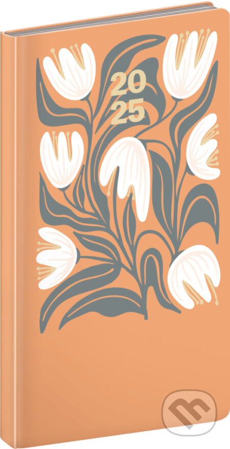 Vreckový diár Cambio 2025 - oranžové kvety, Notique, 2024