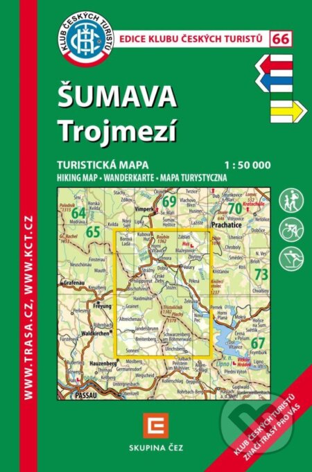 KČT 66 Šumava Trojmezí 1:50 000 Turistická mapa, Klub českých turistů, 2024
