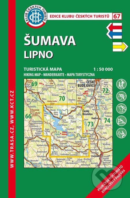KČT 67 Šumava Lipno 1:50 000 Turistická mapa, Klub českých turistů, 2024
