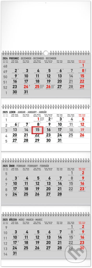 NOTIQUE Nástěnný kalendář 4měsíční standard skládací 2025