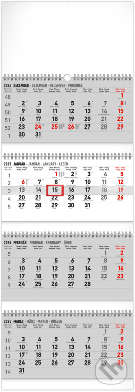 NOTIQUE Nástenný kalendár 4-mesačný štandard skladací 2025, Notique, 2024