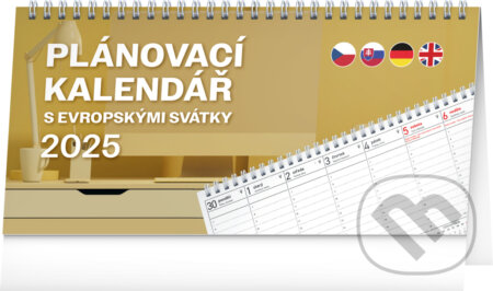 Stolní kalendář Plánovací s evropskými svátky 2025, Notique, 2024