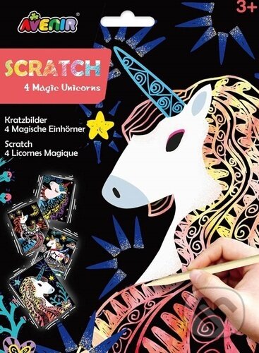 Škrabací obrázky 4 ks - Jednorožec - hra z kategorie Vzdělávací hry