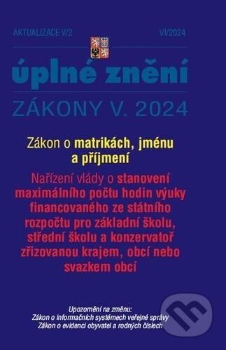 Aktualizace V/2 Zákon o matrikách, jménu a příjmení, Poradce s.r.o., 2024