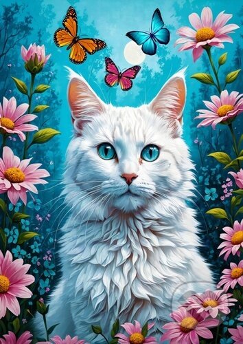 Puzzle Bílá kočka 1000 dílků