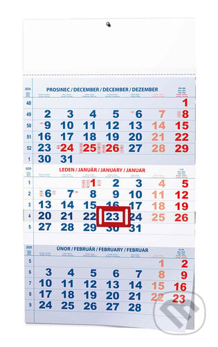 Tříměsíční kalendář 2025 modrý - nástěnný kalendář
