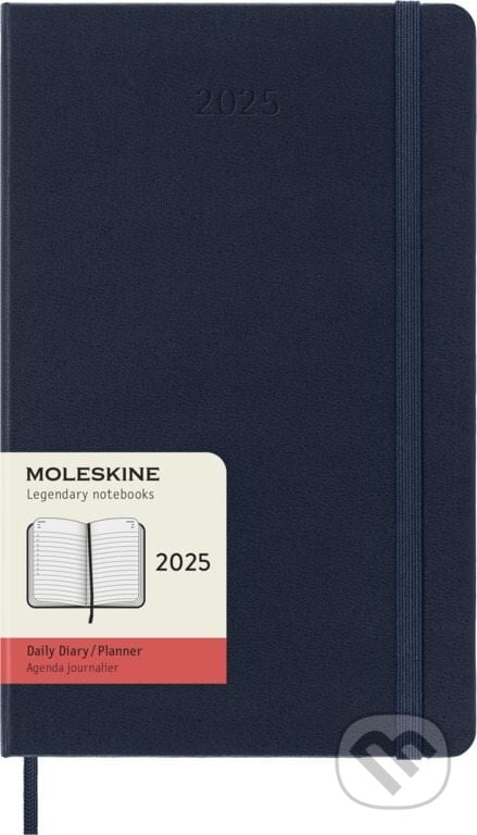 Moleskine – 12-mesačný denný diár 2025 - modrý (stredný, pevná väzba)