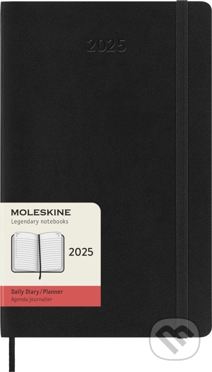 Moleskine – 12-mesačný denný diár 2025 - čierny (stredný, mäkká väzba)