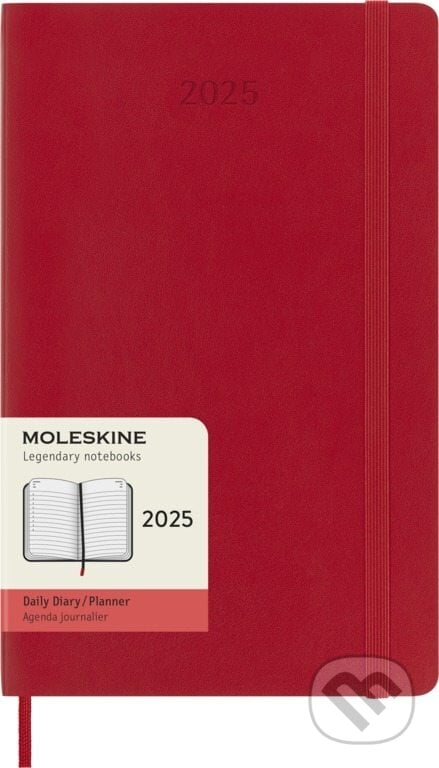 Moleskine – 12-mesačný denný diár 2025 - červený (stredný, mäkká väzba)