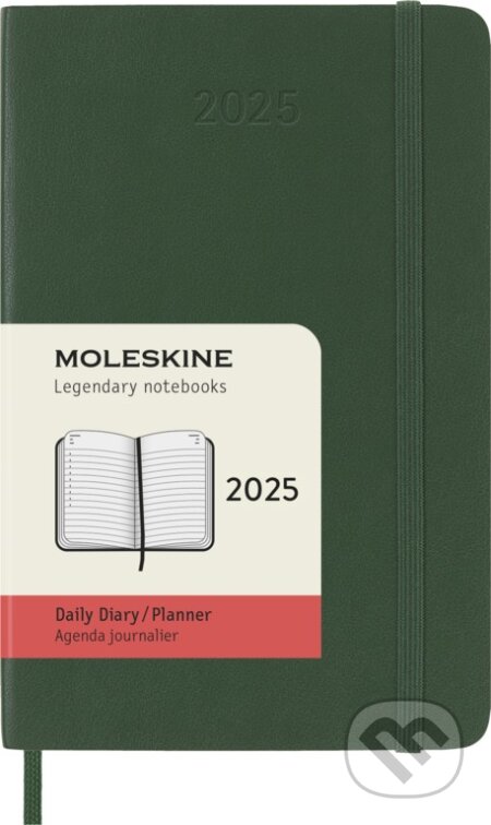 Moleskine – 12-mesačný denný diár 2025 - zelený (malý, mäkká väzba)