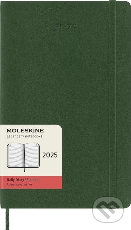 Moleskine – 12-mesačný denný diár 2025 - zelený (stredný, mäkká väzba)