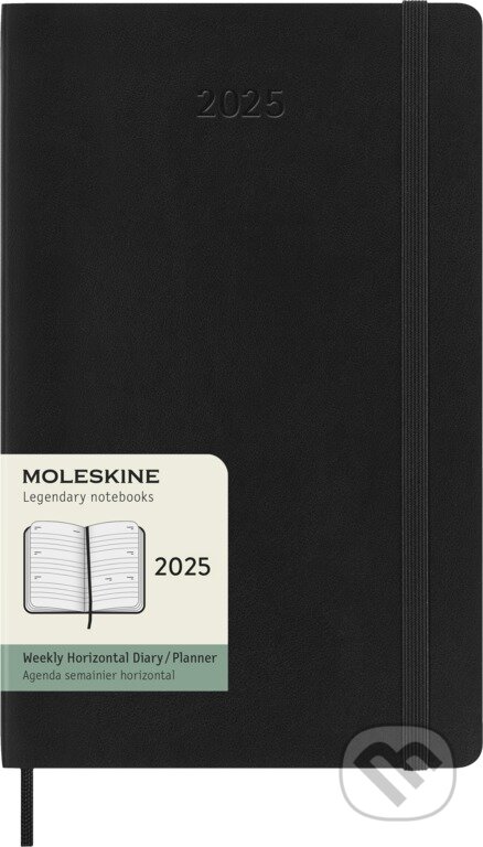 Moleskine – 12-mesačný týždenný horizontálny diár 2025 - čierny