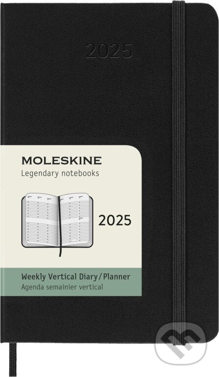 Moleskine – 12-mesačný vertikálny diár 2025 - čierny