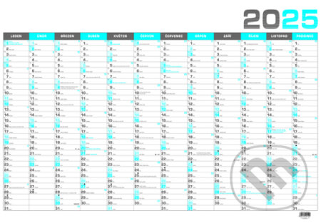 Roční kalendář 2025 B1 modrý - nástěnný kalendář