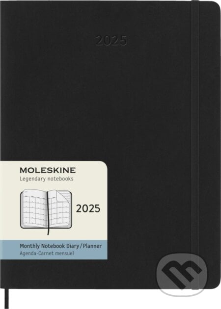 Moleskine – 12-mesačný diár 2025 - čierny (veľký, mesačný, mäkká väzba)