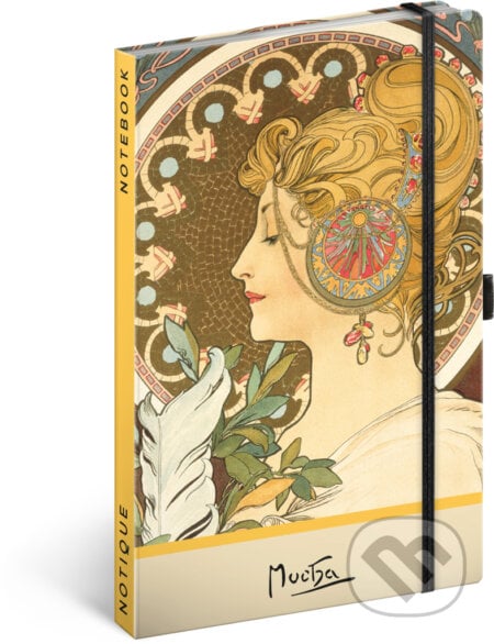 NOTIQUE Notes Alfons Mucha – Pero (bodkovaný, elastické zatváranie)