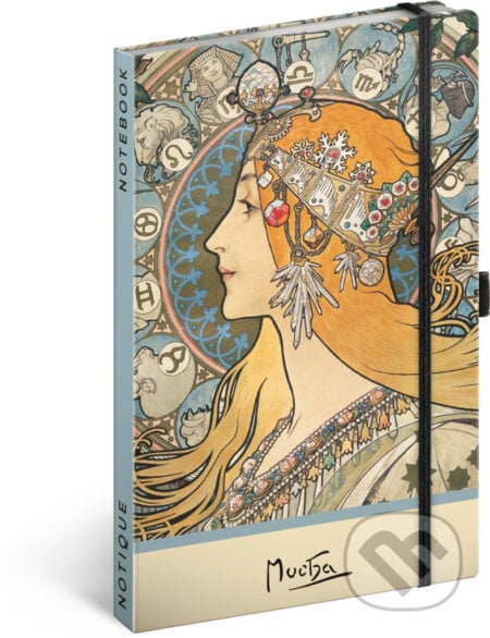 NOTIQUE Notes Alfons Mucha – Zverokruh (bodkovaný, elastické zatváranie)