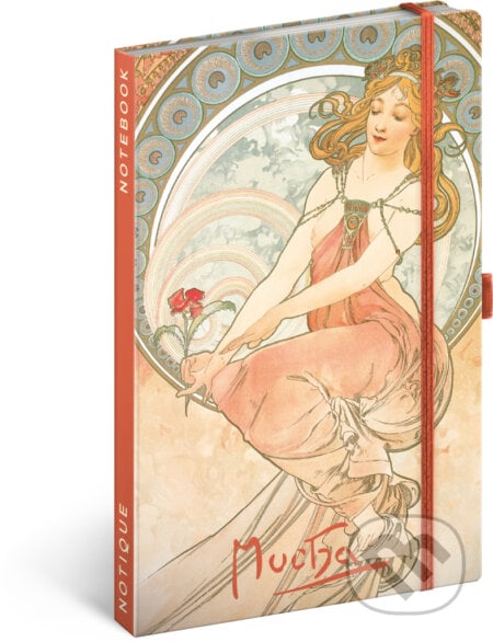 NOTIQUE Notes Alfons Mucha – Maliarstvo (linajkovaný, elastické zatváranie)