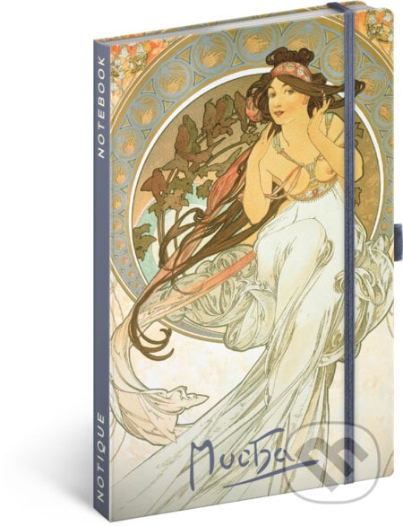 NOTIQUE Notes Alfons Mucha – Hudba (linajkovaný, elastické zatváranie)