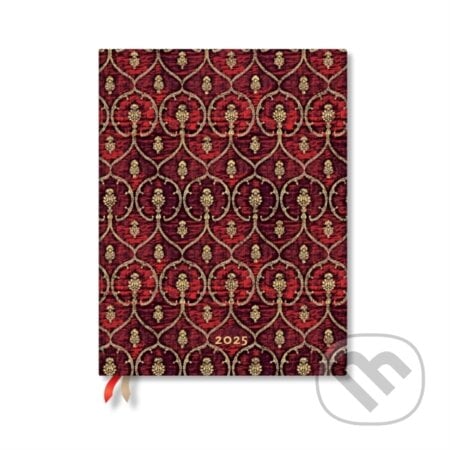 Paperblanks - týždenný diár Red Velvet 2025 (ultra, vertikálny, elastické zatváranie)