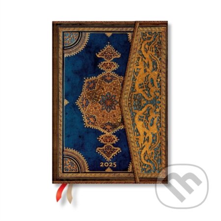 Paperblanks - týždenný diár Safavid Indigo 2025 (midi, verso, magnetické zatváranie)