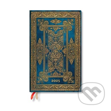 Paperblanks - týždenný diár Blue Luxe 2025 (maxi, horizontálny, elastické zatváranie)