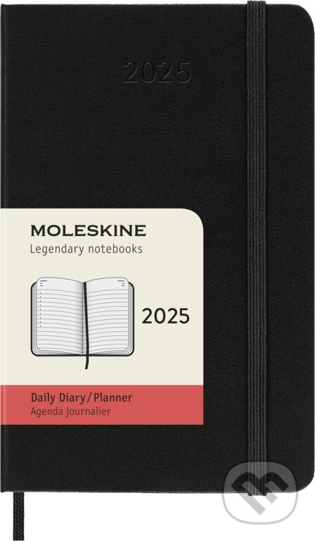 Moleskine – 12-mesačný denný diár 2025 - čierny (malý, pevná väzba)