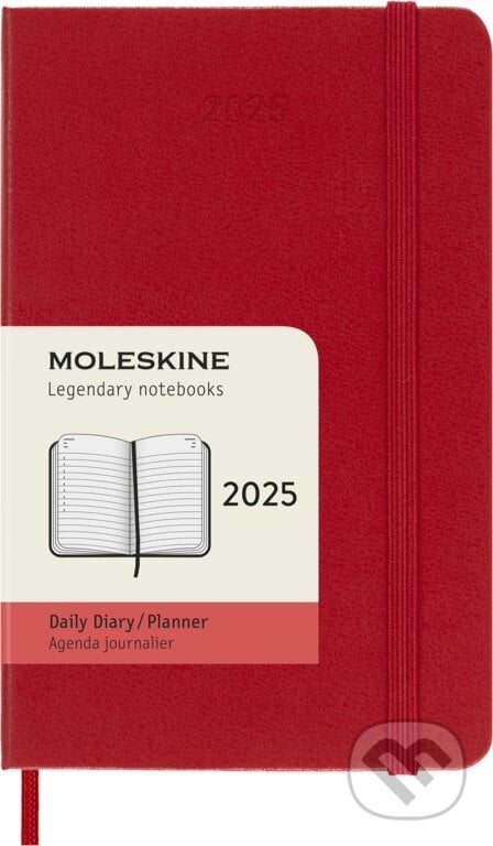 Moleskine – 12-mesačný denný diár 2025 - červený (malý, pevná väzba)