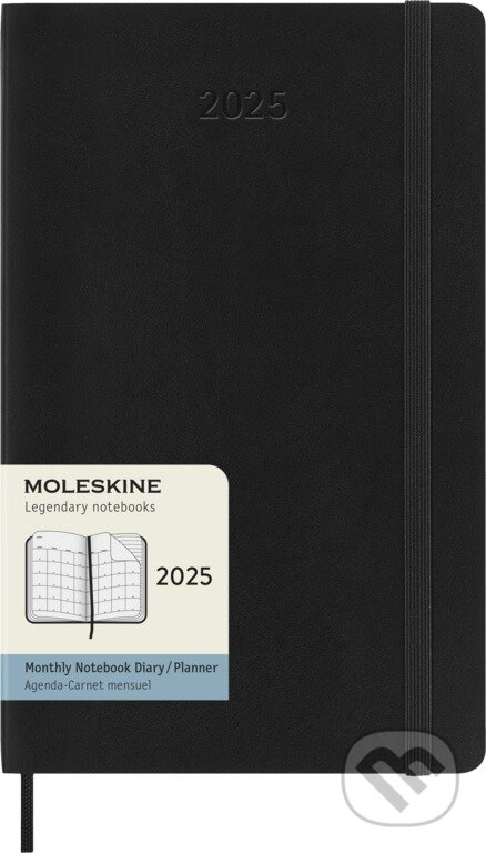 Moleskine – 12-mesačný diár 2025 - čierny (stredný, mesačný, mäkká väzba)