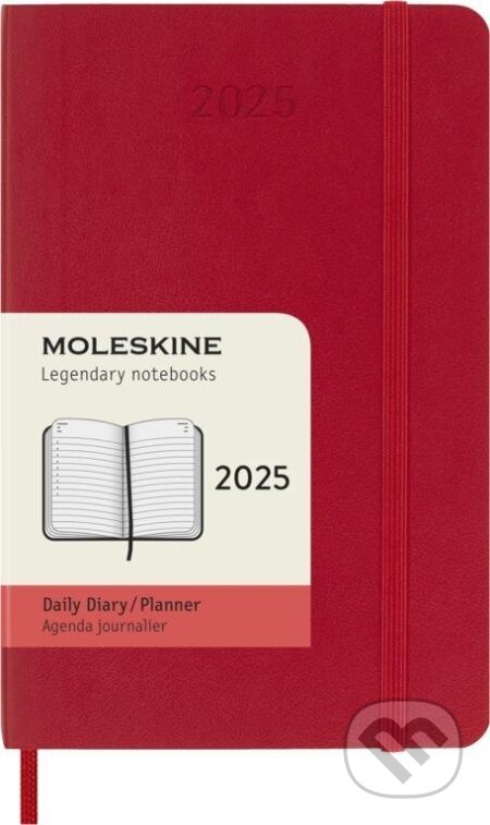 Moleskine – 12-mesačný denný diár 2025 - červený (malý, mäkká väzba)