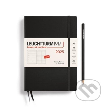 Leuchtturm1917 Weekly Planner & Notebook Medium (A5) 2025 Black - tečkovaný