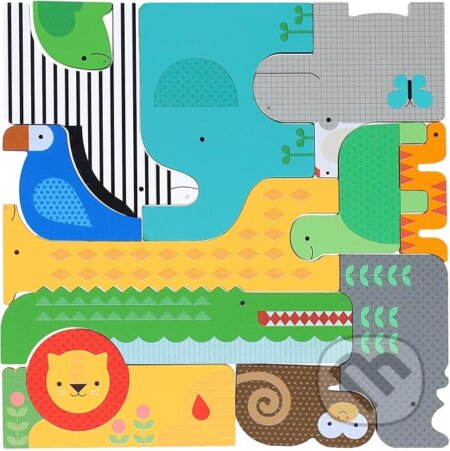 Wooden Puzzle + Play: Shaped Safari Animals - Petit Collage - puzzle z kategorie Maxi dílky
