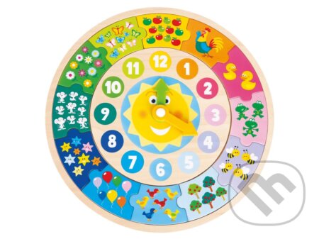 Drevené hodiny + puzzle - hra z kategorie Naučné puzzle