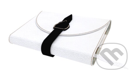 Variabilný obal na knihu z pravej kože so sponou (Biela)