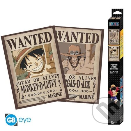 One Piece Set plagátů - Wanted Luffy & Ace 2 ks