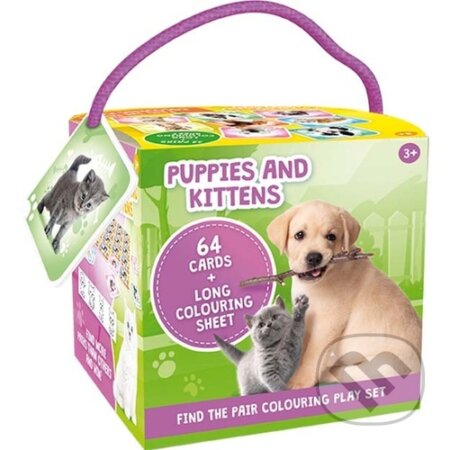 Pexeso na cesty s omalovánkami Štěňátka a koťátka