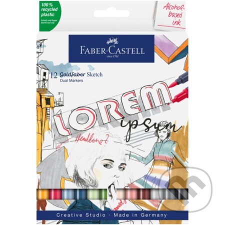 Popisovače Gofa Sketch Dual set 12 farebné (Faber-Castell)