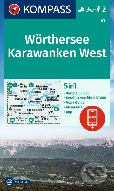 Wörthersee, Karawanken West 1:50 000 / turistická mapa KOMPASS 61 (Kompass)