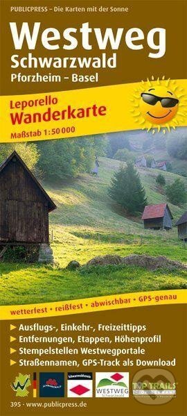 Westweg Černý les, Pforzheim-Basilej 1:50 000 / turistická mapa (freytag&berndt)
